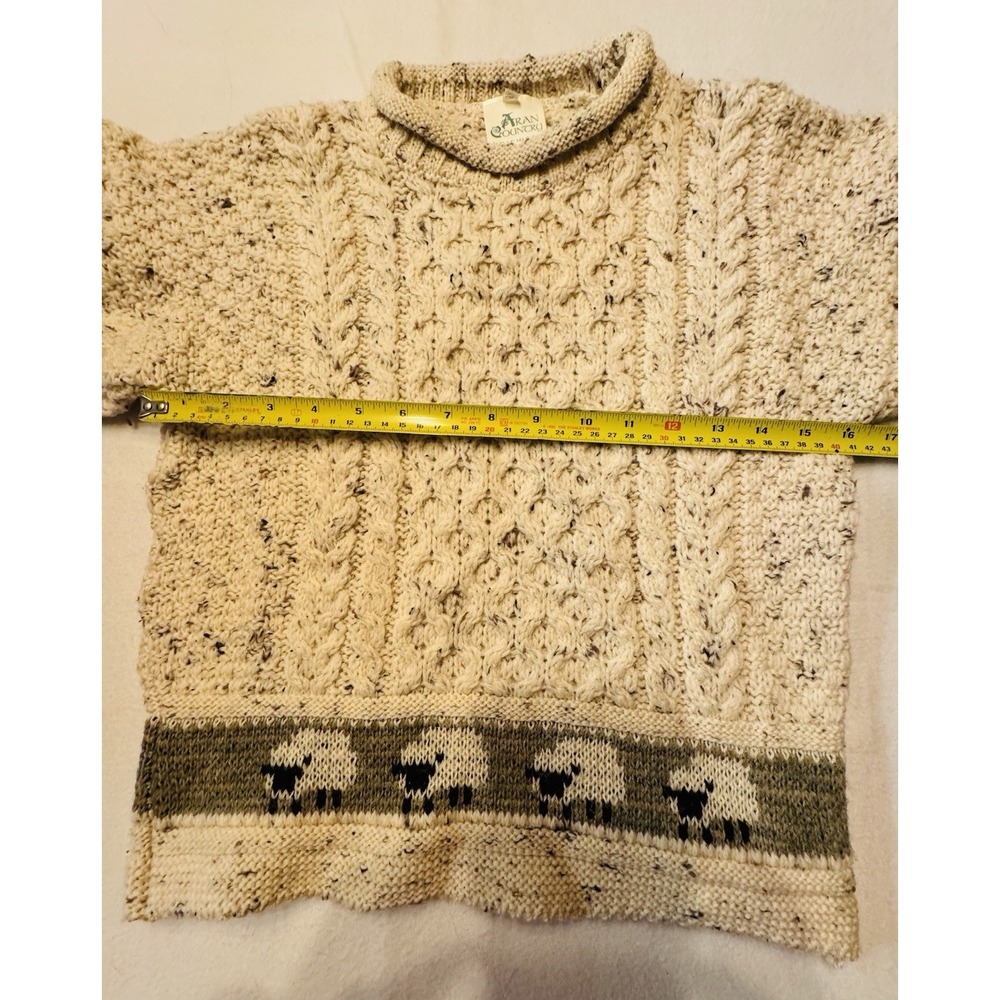Aran Country Kids Isles Sheep Knitwear 100% Merino Wool Cream XL - Picture 3 of 10